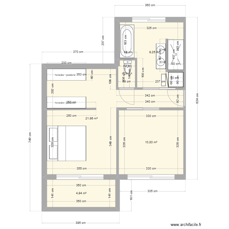 Extension 2. Plan de 5 pièces et 48 m2