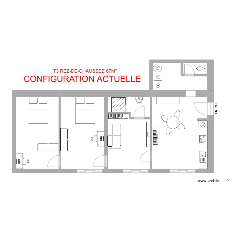 airbnb 3 laetitia avant travaux. Plan de 7 pièces et 74 m2