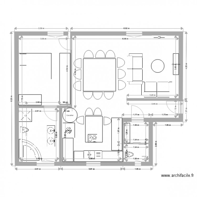 R DE CH APPARTEMENT KOHN projet 1 meublé V3. Plan de 0 pièce et 0 m2
