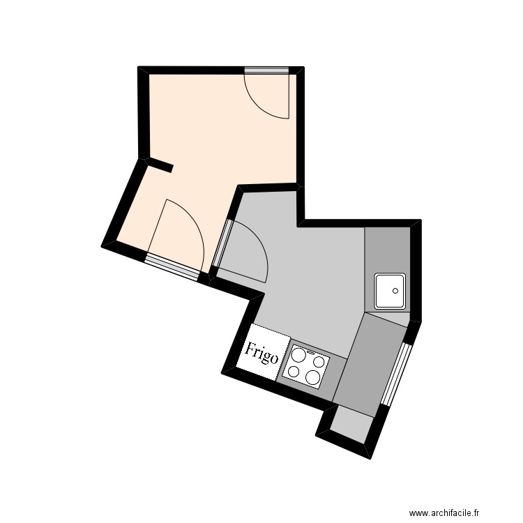 AMSELLEM / PLAN de travail  CUISINE. Plan de 2 pièces et 11 m2