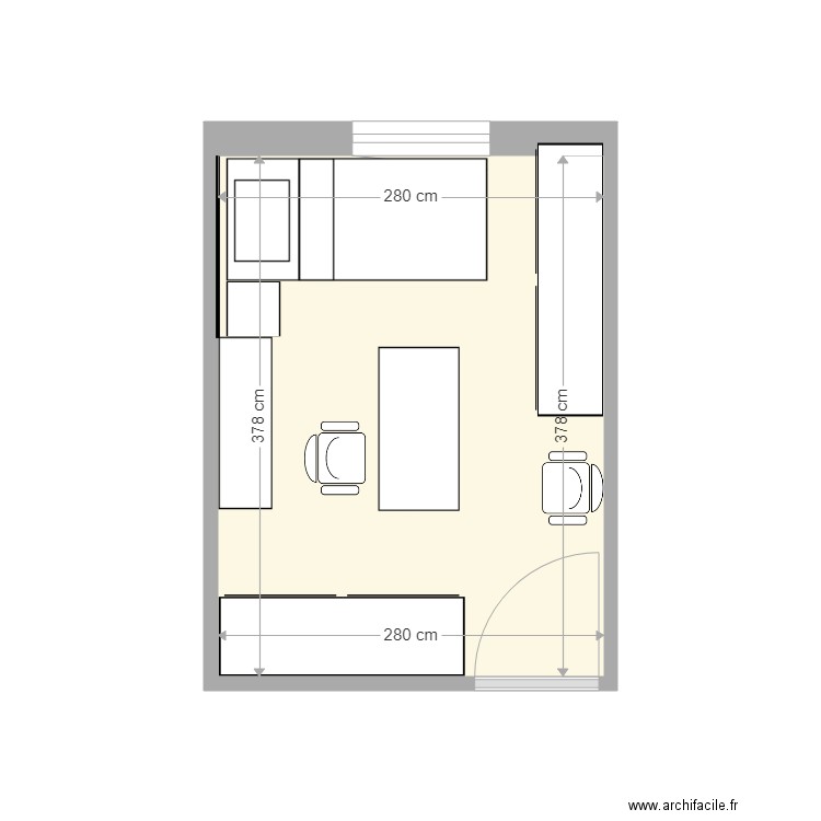 BUREAU G . Plan de 1 pièce et 11 m2