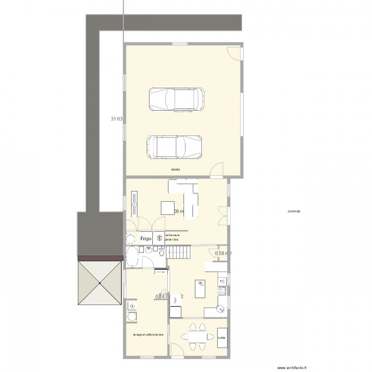2015 salon plus garage. Plan de 0 pièce et 0 m2