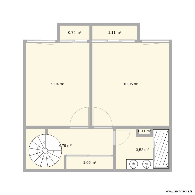 appartement-lilas-50-étage. Plan de 8 pièces et 31 m2