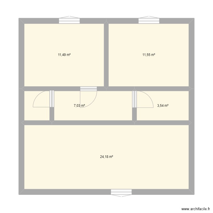 Appartement 2. Plan de 5 pièces et 58 m2