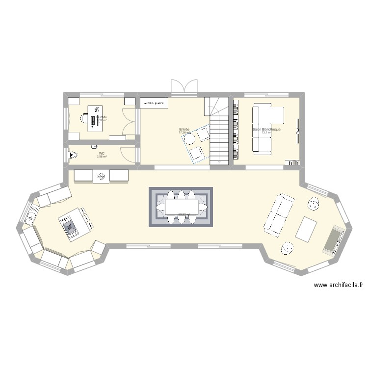 HOUSE 1. Plan de 18 pièces et 241 m2