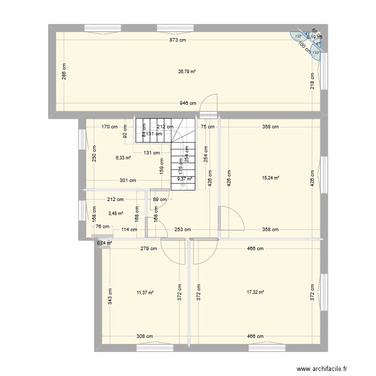 lamartine-etage. Plan de 9 pièces et 90 m2