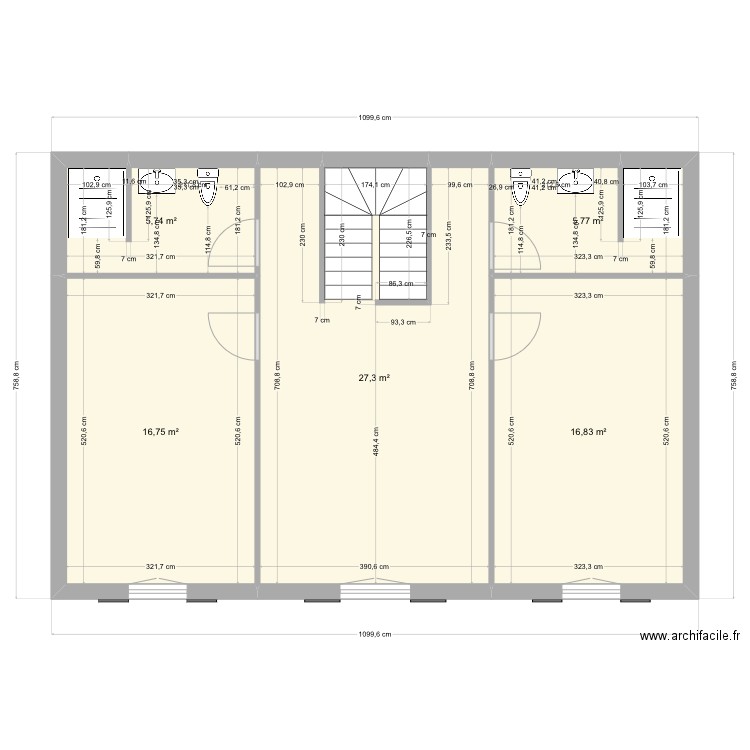 Extension. Plan de 5 pièces et 72 m2