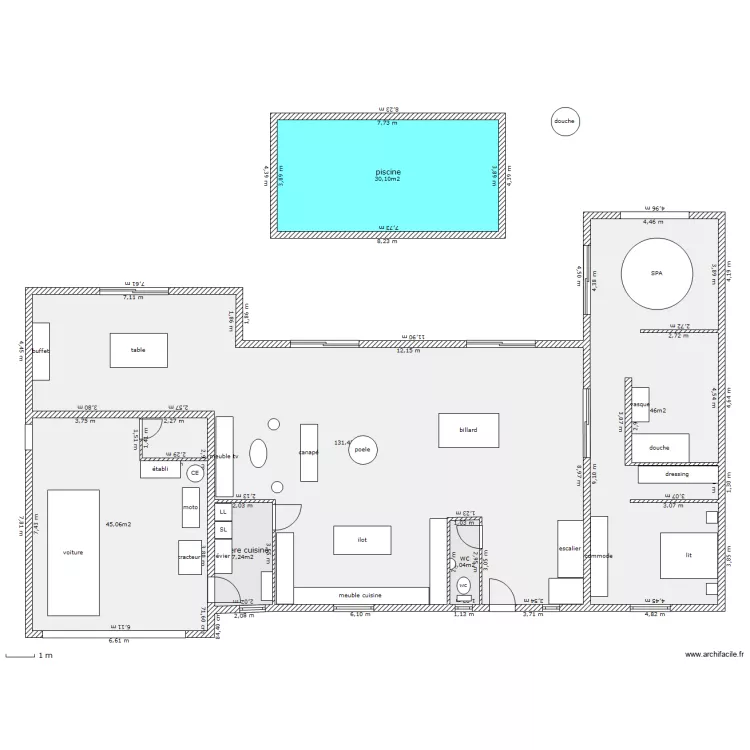 maison avec piscine. Plan de maison avec piscine. Plan de