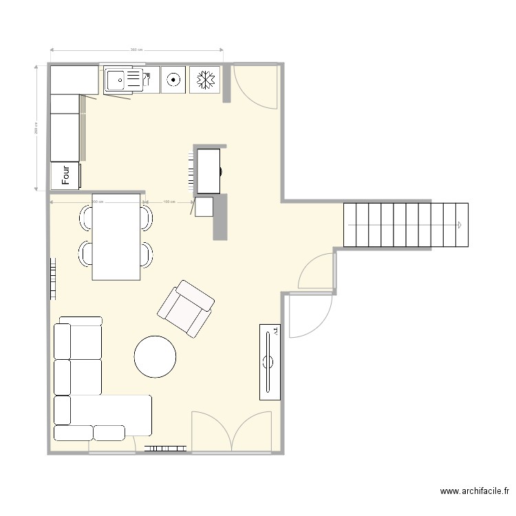 Projet Allende v4. Plan de 1 pièce et 42 m2