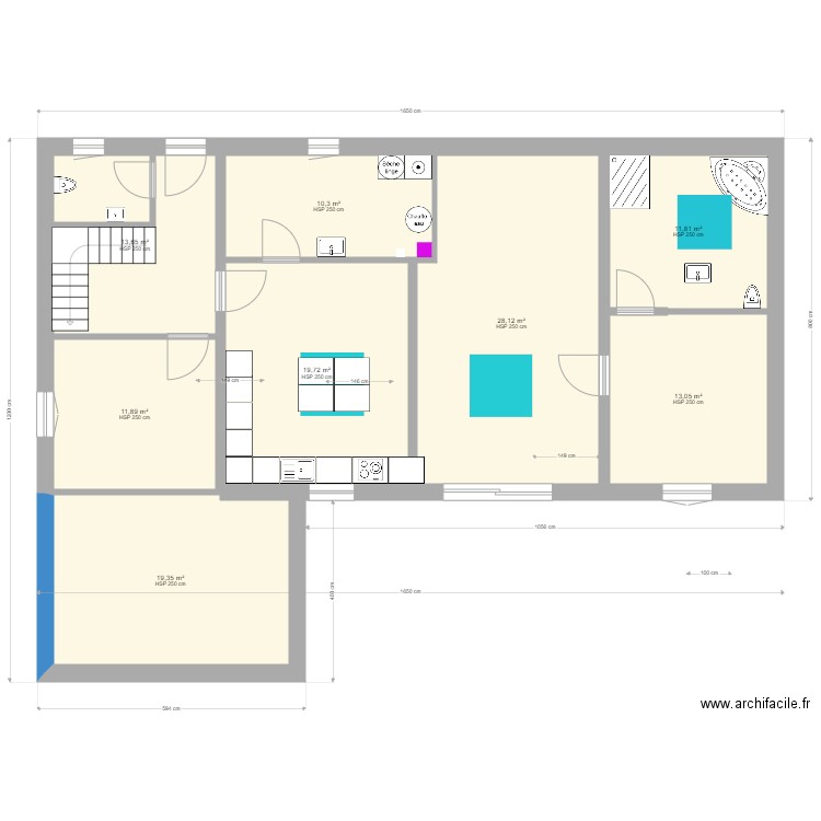 maisonmiclaureille xxL. Plan de 8 pièces et 128 m2