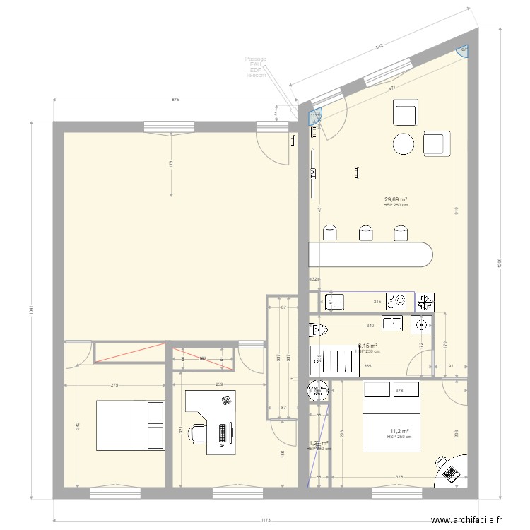 CHOB - Projet01. Plan de 12 pièces et 161 m2