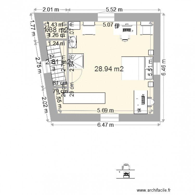 2eme etage. Plan de 0 pièce et 0 m2