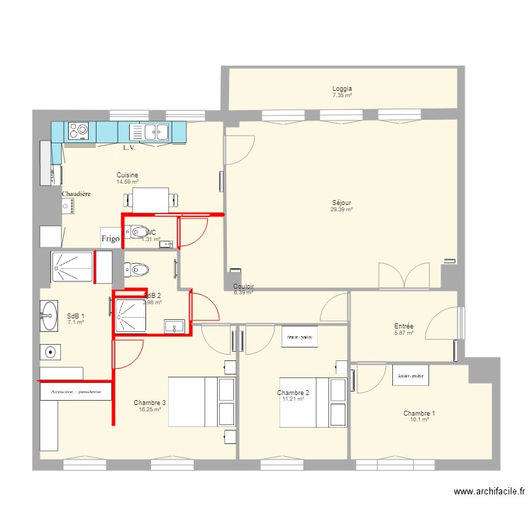 Appartement Brest Modifié 2. Plan de 0 pièce et 0 m2