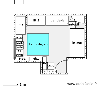 chambre parking. Plan de 1 pièce et 16 m2