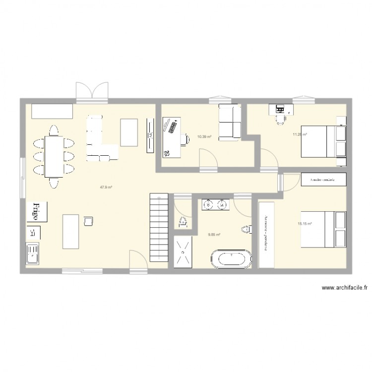 Plan maison 95 m2 trois. Plan de 0 pièce et 0 m2