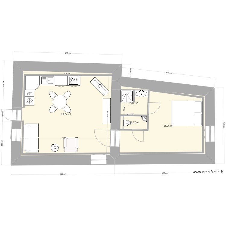 maison christophe SDB 2. Plan de 4 pièces et 50 m2