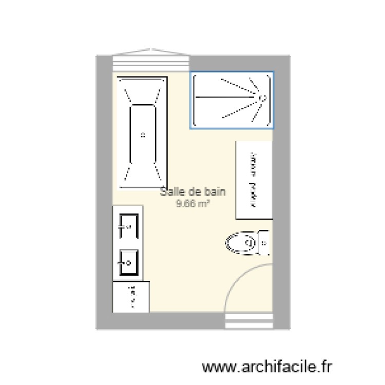 Salle de bain 1 - Plan 1 pièce 10 m2 dessiné par Marcil