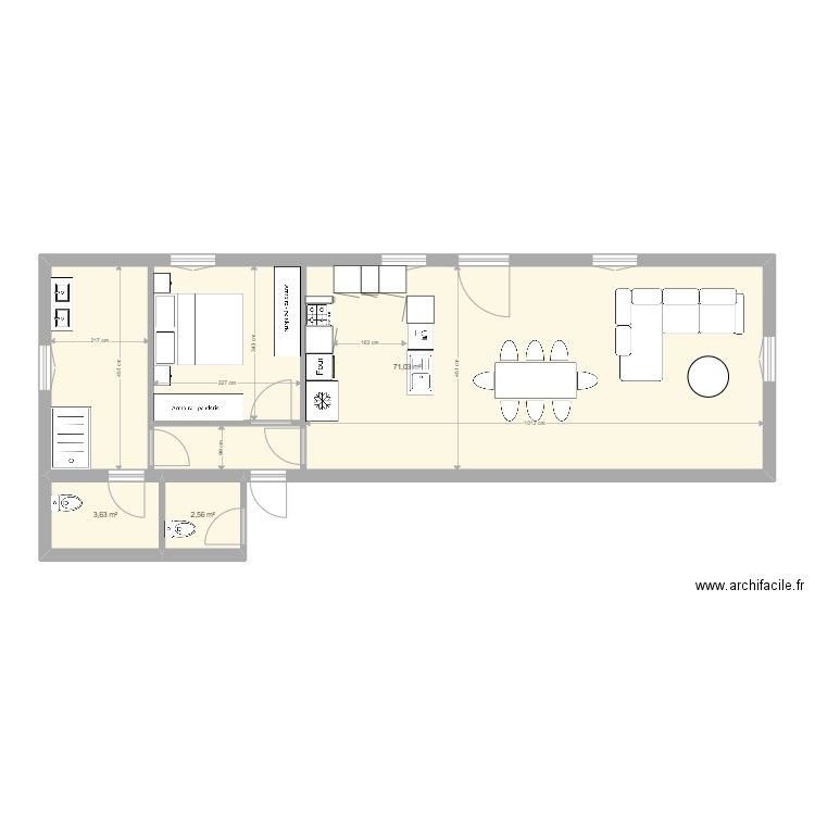Appartement. Plan de 3 pièces et 77 m2