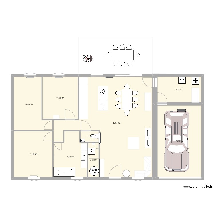 Maison. Plan de 9 pièces et 119 m2
