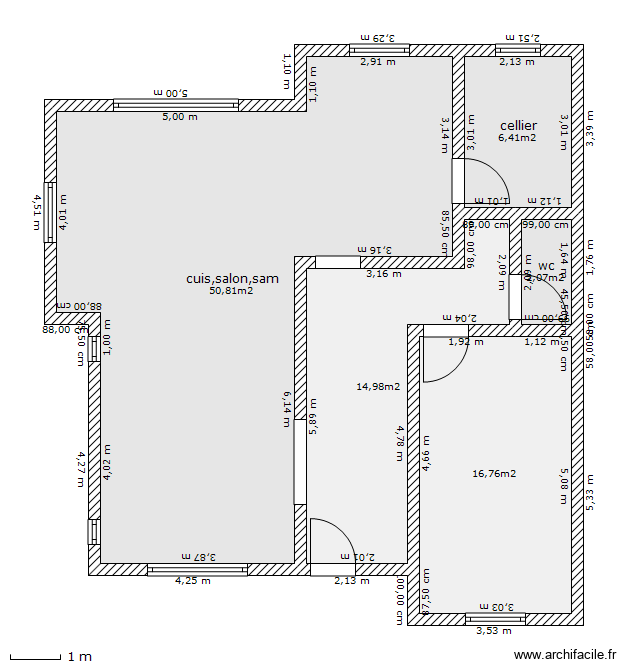 maison 2. Plan de 5 pièces et 91 m2