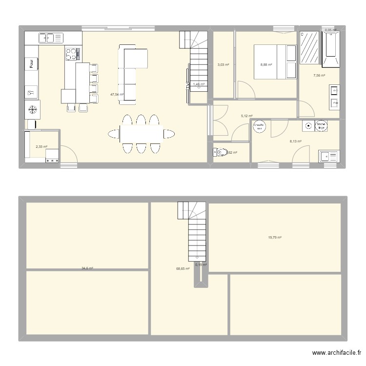 Maison. Plan de 14 pièces et 232 m2