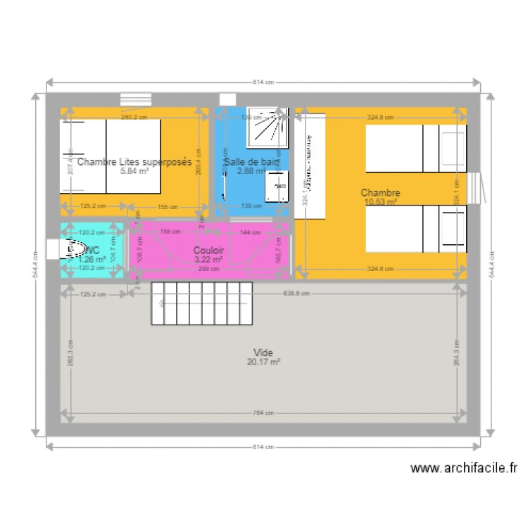 Chalet 45m2 Mezzanine 3 chambres. Plan de 0 pièce et 0 m2