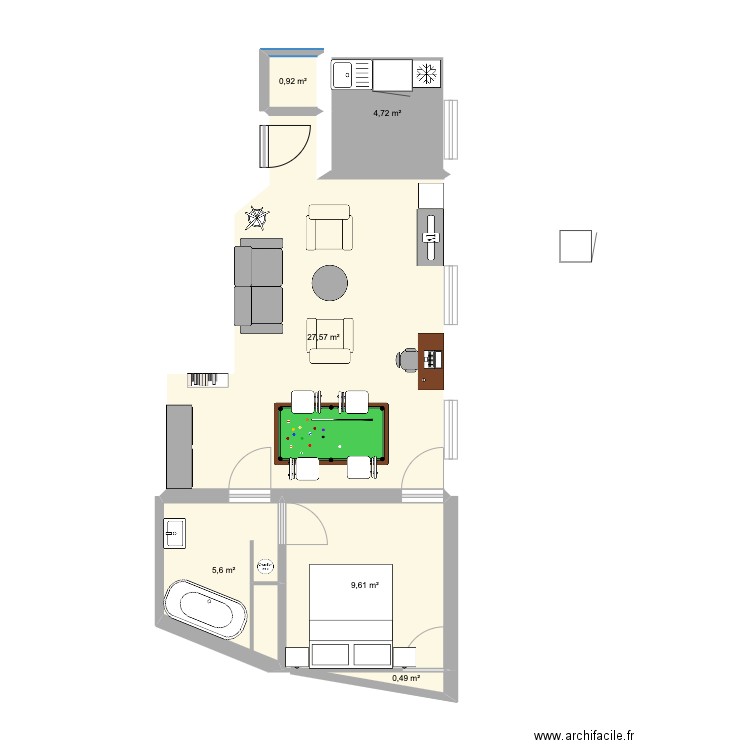 Place maurice Berteaux V3. Plan de 6 pièces et 49 m2