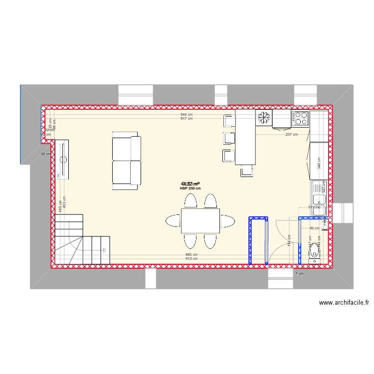 SCHWENCK RDC Nouveau. Plan de 2 pièces et 93 m2