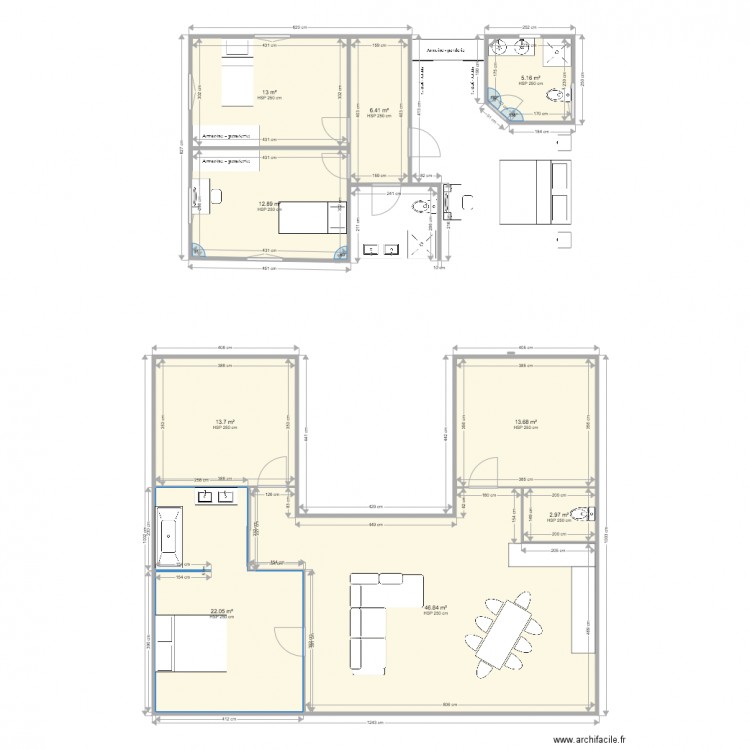 Deuxième étage maison 125m. Plan de 0 pièce et 0 m2