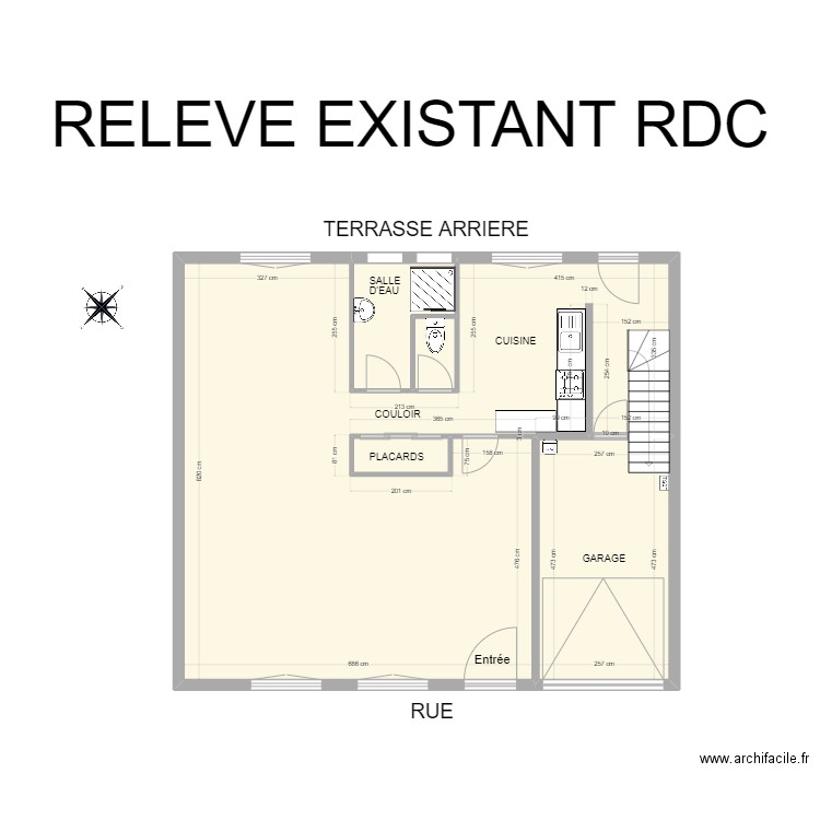 RELEVE EXISTANT RDC - LE PELLERIN. Plan de 5 pièces et 76 m2