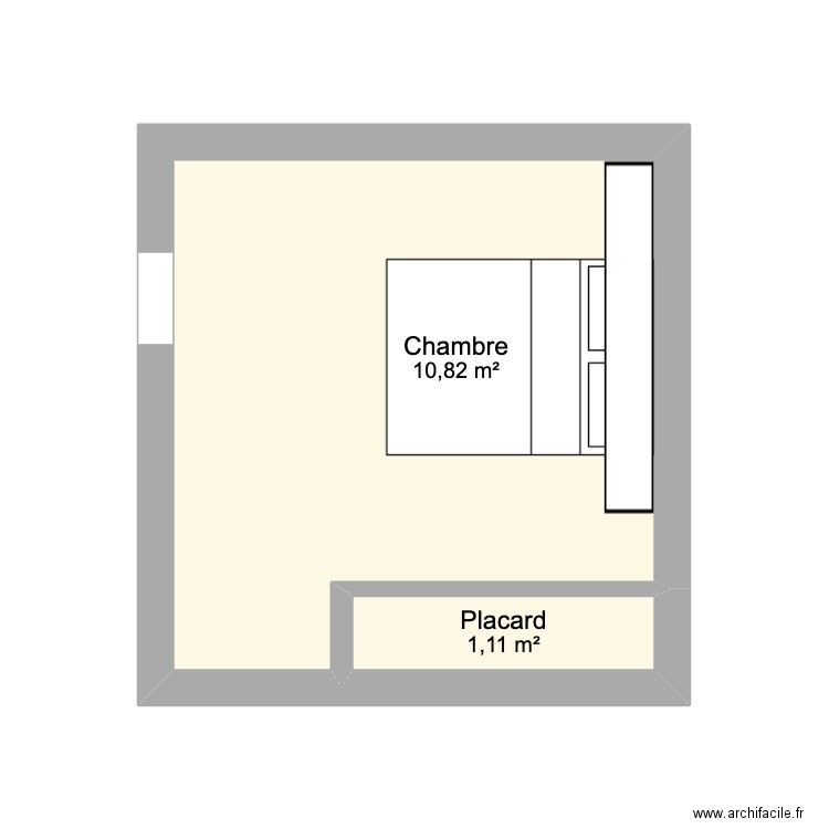 chambre. Plan de 2 pièces et 12 m2