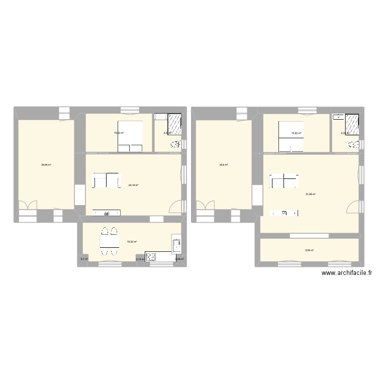 Acciola 2. Plan de 13 pièces et 152 m2