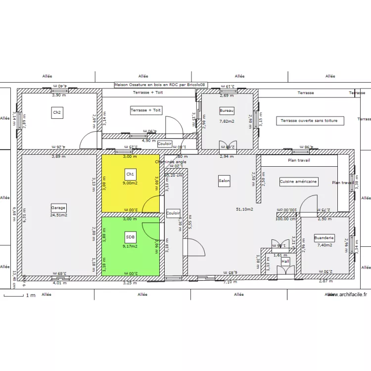maison en bois n°1 rez de chaussée. Plan de maison en bois n°1 rez de chaussée. Plan de