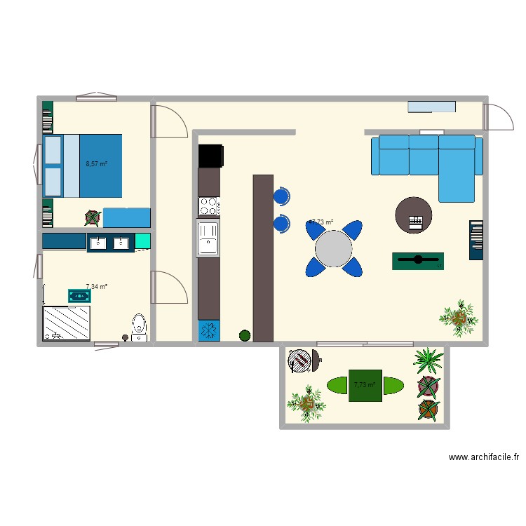 Appartement 1. Plan de 4 pièces et 71 m2
