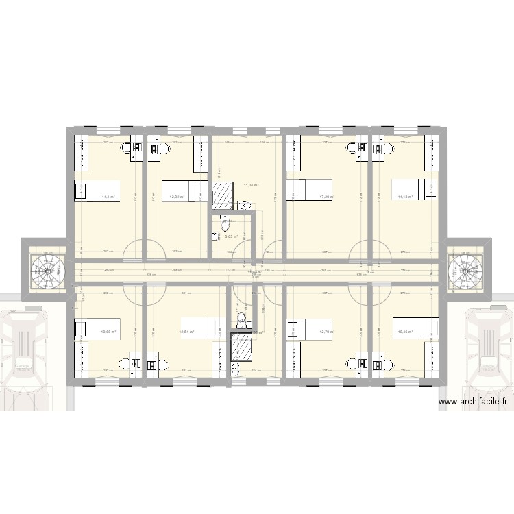 Maison Catherine. Plan de 29 pièces et 337 m2