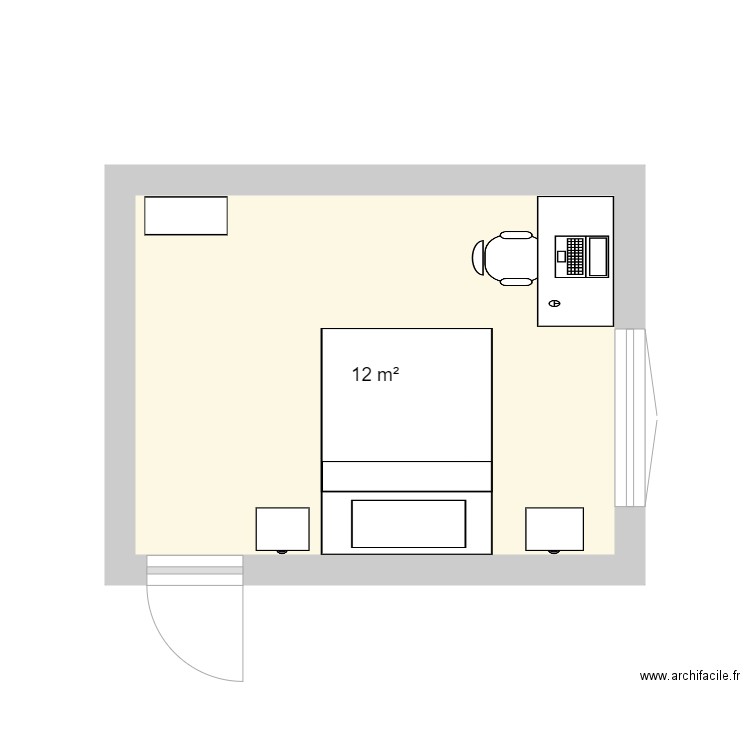 Bureau Bientotvu initial. Plan de 1 pièce et 12 m2