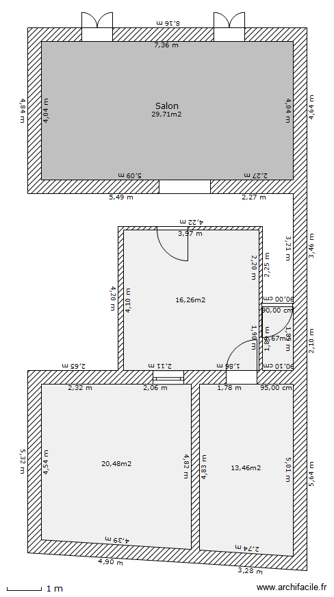 1 ETAGE_SCI_AC3L. Plan de 5 pièces et 82 m2