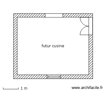 futur cuisine. Plan de 1 pièce et 18 m2