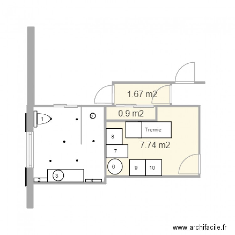 salle de bain et cellier V4. Plan de 0 pièce et 0 m2