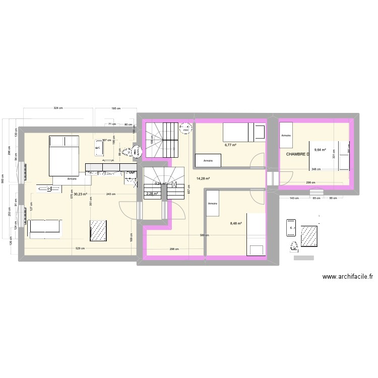 1 er étage Athis Mons. Plan de 9 pièces et 72 m2