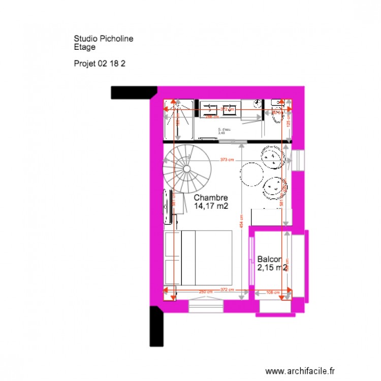 Studio Picholine 02 18 Etage Projet 2. Plan de 0 pièce et 0 m2