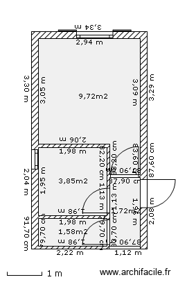 Aménagement Chambre d'ami v2. Plan de 4 pièces et 17 m2