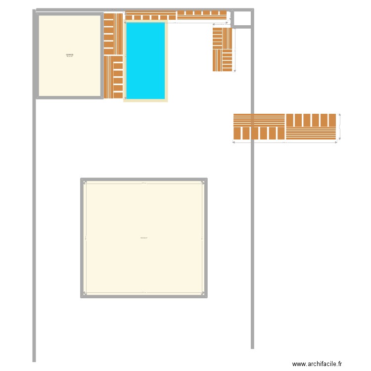PISCINE 2. Plan de 2 pièces et 208 m2