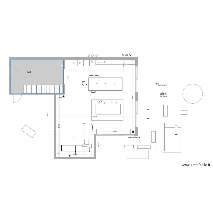 AISSAprojet salon novembre 2023. Plan de 2 pièces et 78 m2