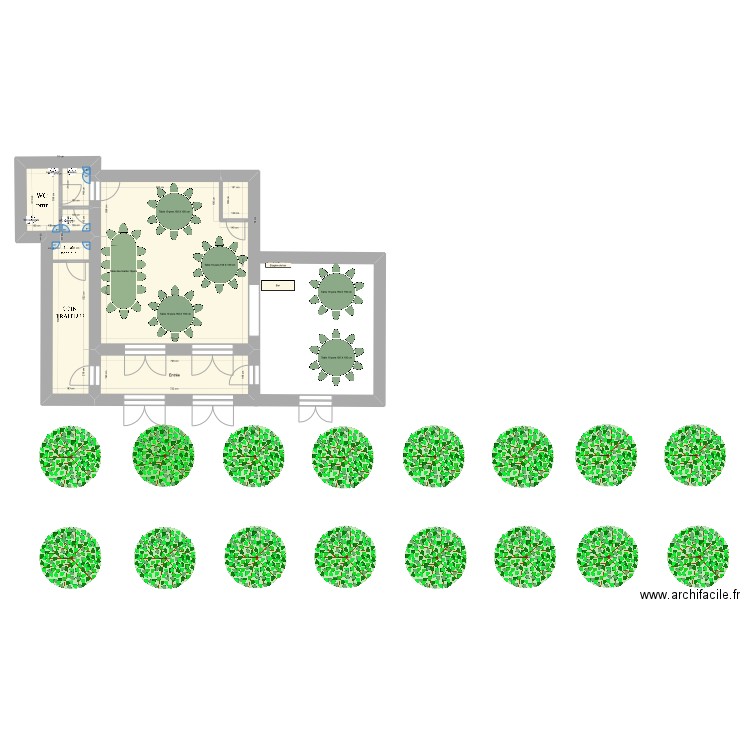 Château du Prieuré - le Grand Salon avec mobilier table de 10 + ovale . Plan de 5 pièces et 93 m2
