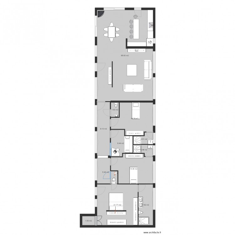 ATELIER proposition de repartition variante avec chambre dami 2. Plan de 0 pièce et 0 m2