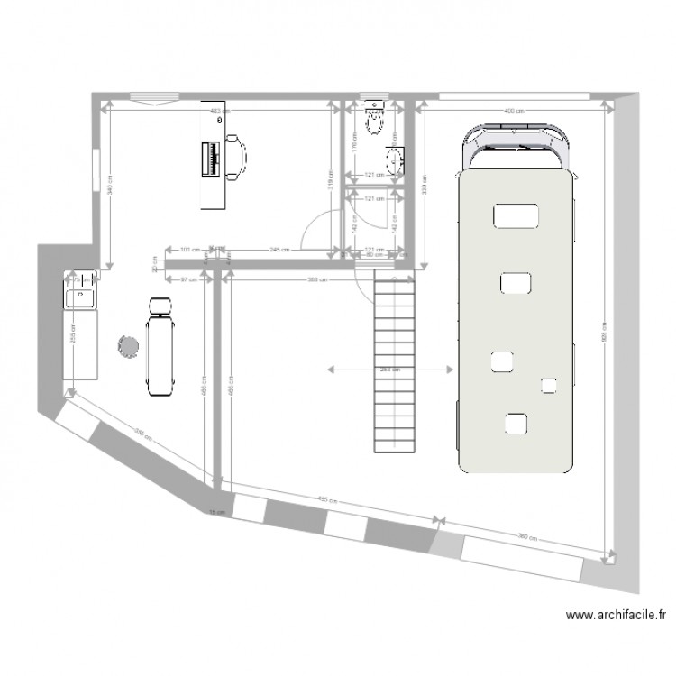 Dépendance futur ( plan salon ). Plan de 3 pièces et 84 m2