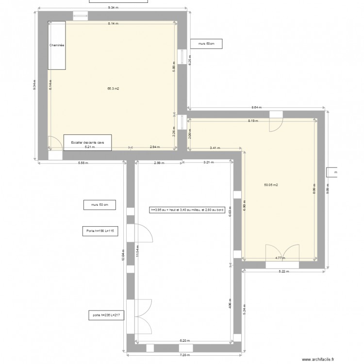 RDC habitation et Grange. Plan de 0 pièce et 0 m2