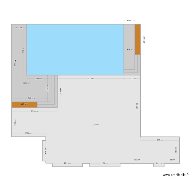 Terrasse Piscine. Plan de 9 pièces et 137 m2