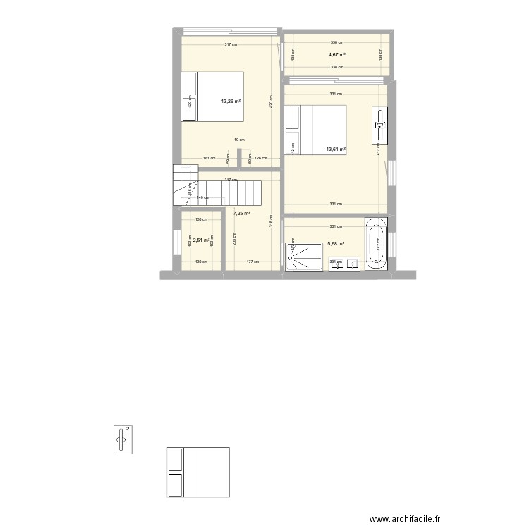 pucchini 2024 etage. Plan de 6 pièces et 47 m2